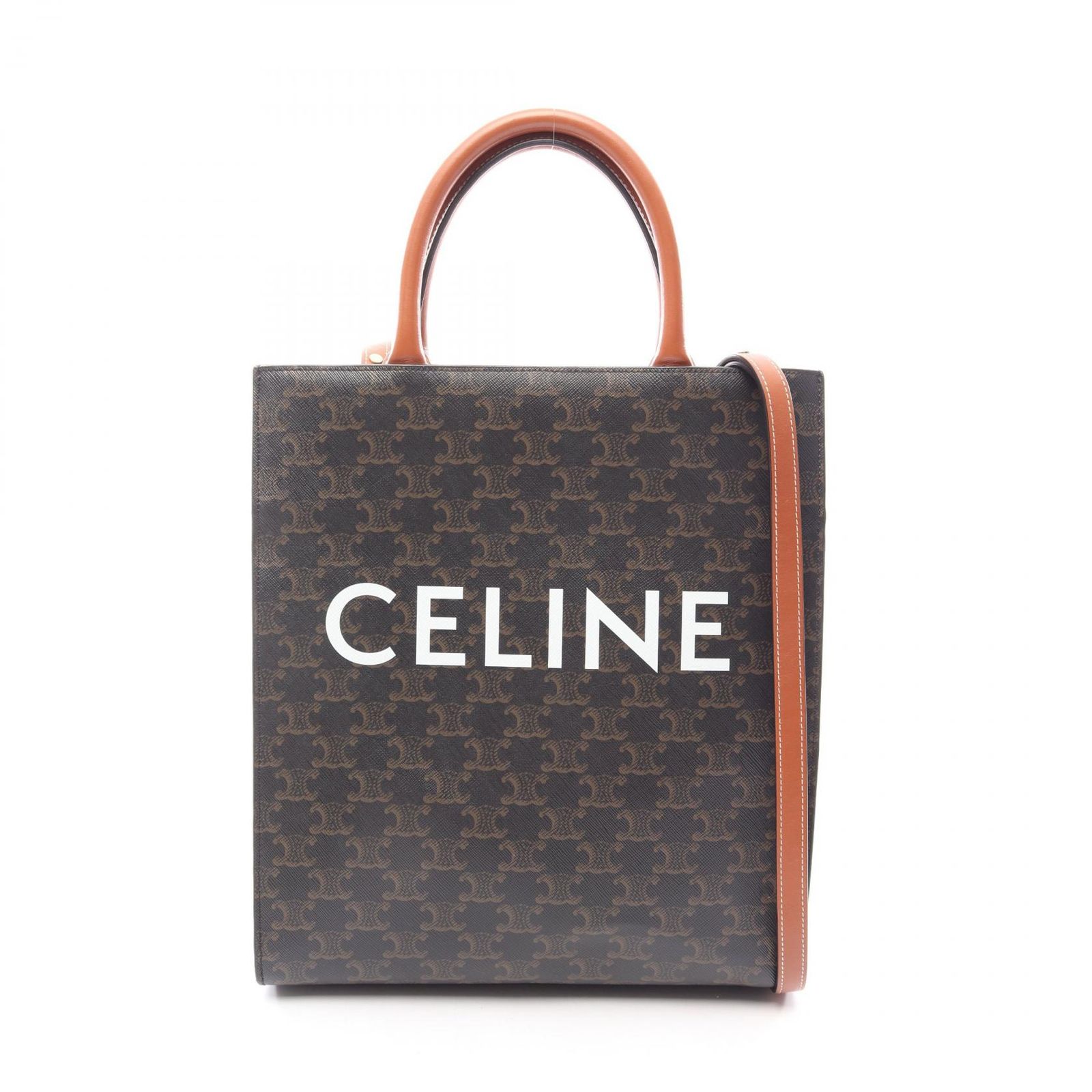 セリーヌ CELINE トートバッグ スモール バーティカル カバ トリオンフ 2WAY 191542 ブラック/ブラウン PVCコーティングキャンバス レザー バーティカル カバ スモール