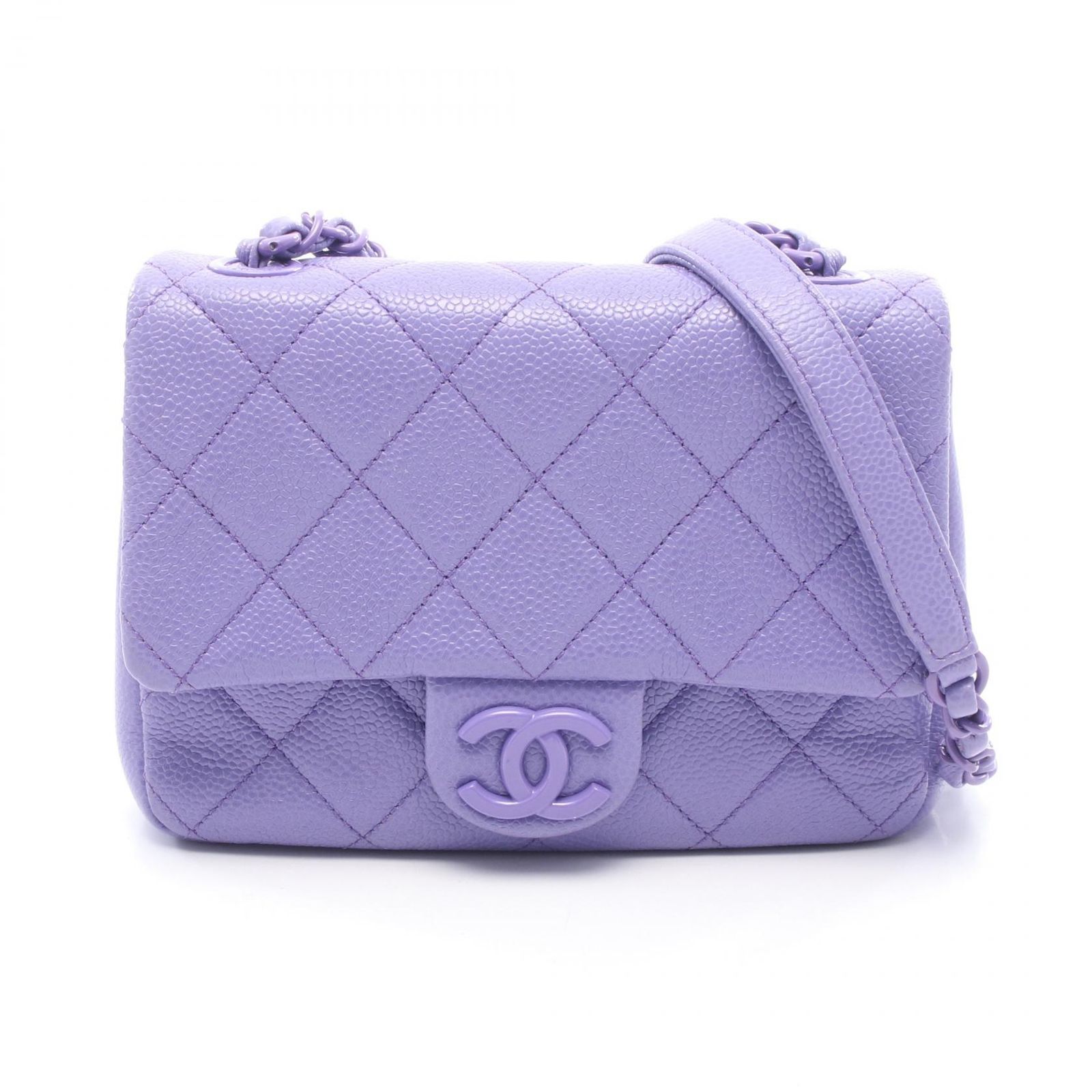 シャネル CHANEL ショルダーバッグ ミニマトラッセ AS1784 パープル キャビアスキン(グレインドカーフ) ミニマトラッセ プラチェーンショルダー レディース Used A