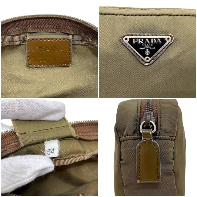 プラダ ポーチ カーキグリーン テスート 小物入れ ナイロン 中古 54 PRADA