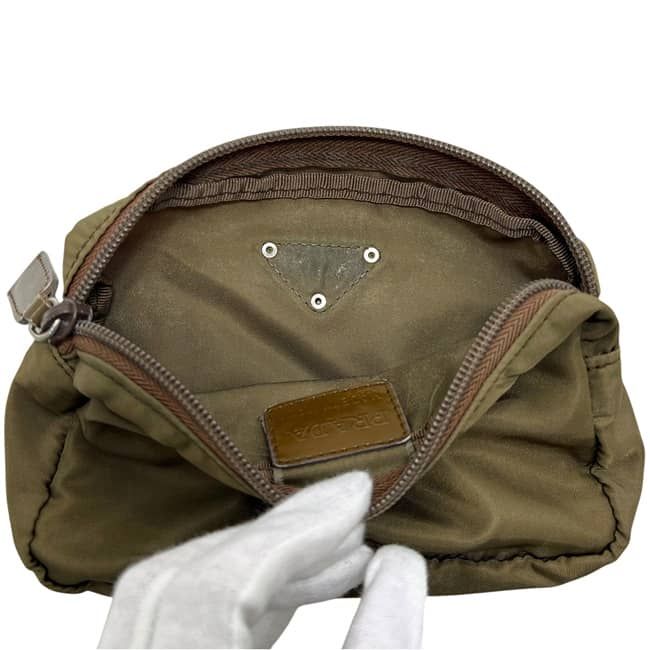 プラダ ポーチ カーキグリーン テスート 小物入れ ナイロン 中古 54 PRADA