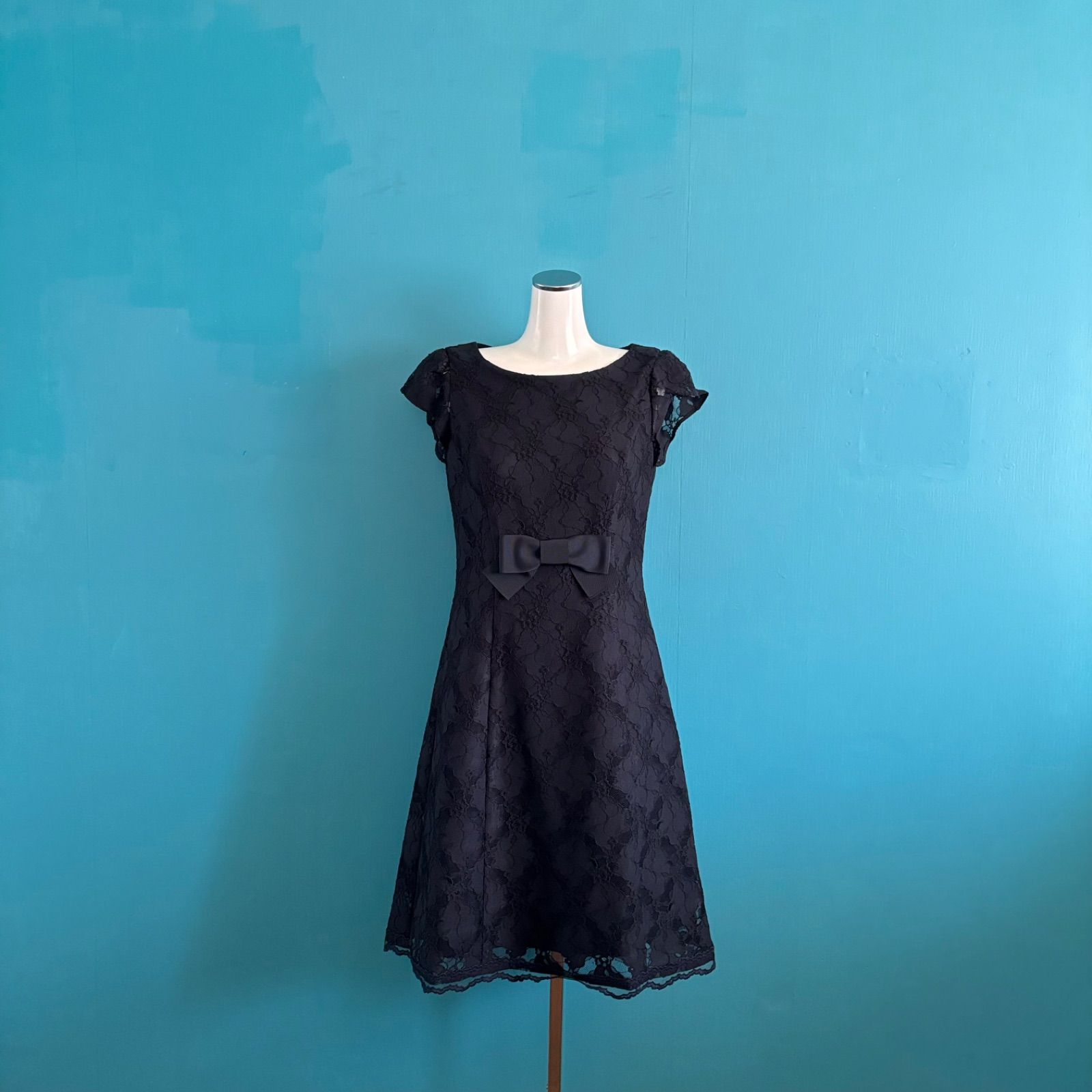 1062 M'S GRACY エムズグレイシー ブラックレース フレアワンピース 花