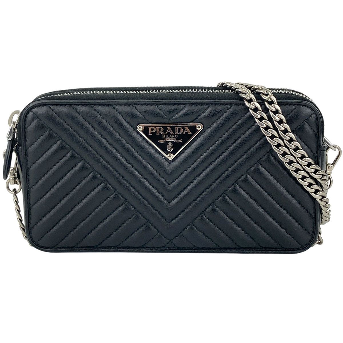 PRADA プラダ 三角ロゴ プレート チェーンウォレット チェーン 