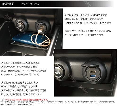 (2年保証&PL保険付) スズキ スイフト(スポーツ)専用 USB&HDMI用 アダプタセット カーナビとの接続に 充電＆通信 USBパネル・アダプタ カーナビ取り付けキット (スイフト専用 USB/HDMI用)kk f224a24d