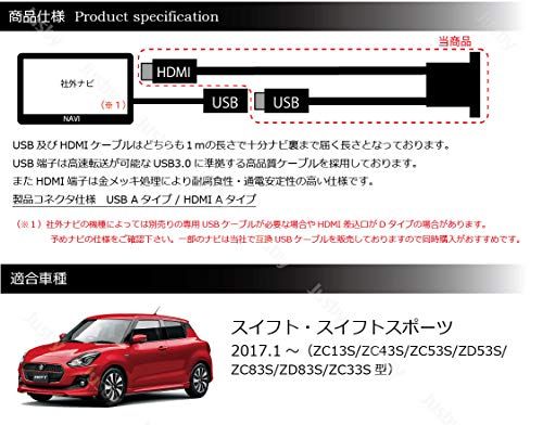 (2年保証&PL保険付) スズキ スイフト(スポーツ)専用 USB&HDMI用 アダプタセット カーナビとの接続に 充電＆通信 USBパネル・アダプタ カーナビ取り付けキット (スイフト専用 USB/HDMI用)kk f224a24d