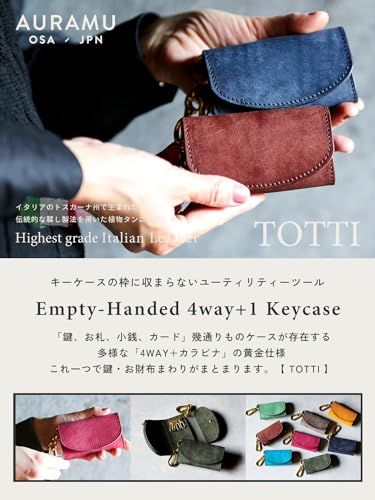 [AURAMU] 日本製 カラビナ キーケース ＆ コインケース イタリアン レザー 小銭入れ 本革 レディース メンズ スマートキー対応 財布 MARGOT TOTTI ソレイユkk 1b91c265