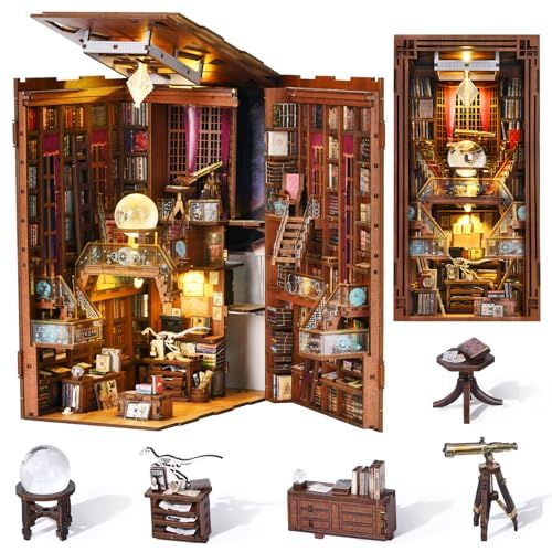 MiniCity DIY ブックヌック キット-ドールハウス キット-ミニチュア ハウス キット-BookNook- 適用対象 初心者 ティーンエイジャー 大人向け 誕生日プレゼント 装飾 コレクション アートワーク LEDライト付き (図書 75ba734f