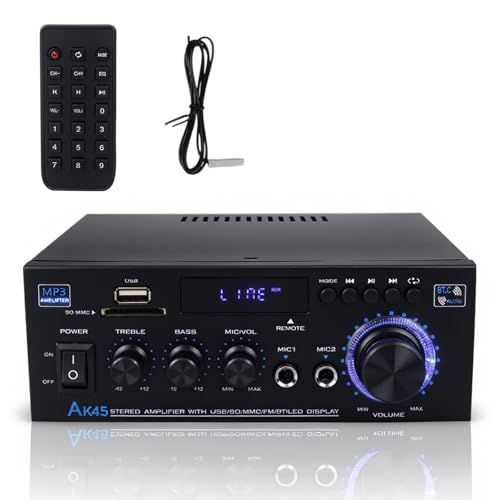 Topsky パワーアンプ オーディオサウンドアンプ マイクアンプ Bluetooth HIFIデジタル 最大出力80W オーディオ AK-45 RCサポート 車載 家庭用 USB パーティー用 会議 忘年会 新年会 結婚式 リモコン付き 日 f0e38941