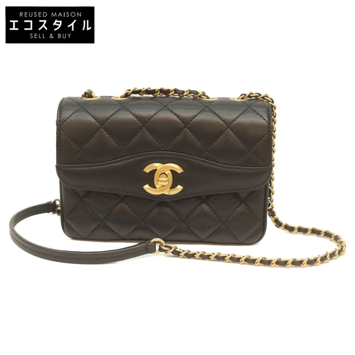CHANEL シャネル 24番 黒 ラム ゴールド金具 ココヴィンテージフラップ ミニマトラッセ18