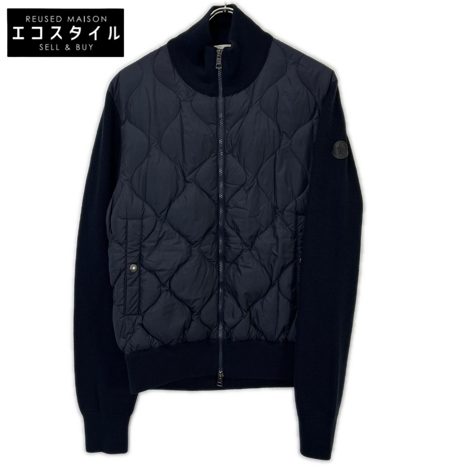 MONCLER ダウンジャケット ネイビー ニット切替 MONCLER モンクレール ネイビー MAGLIONE TRICOT CARDIGAN ニット切替