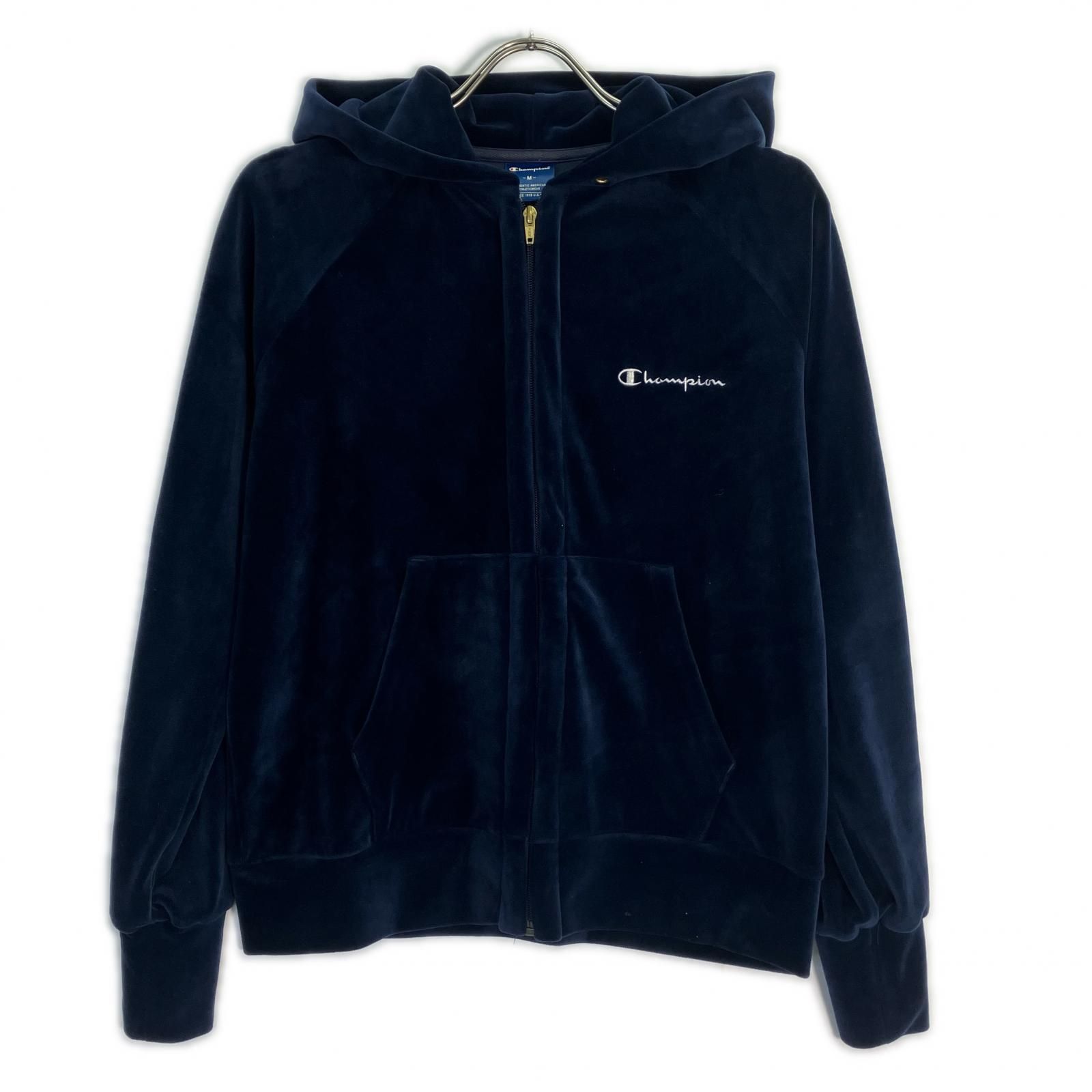 Champion チャンピオン ネイビー サイドライン ベロア ジップアップフーディー M Champion チャンピオン ネイビー サイドライン ベロア ジップアップフーディー M