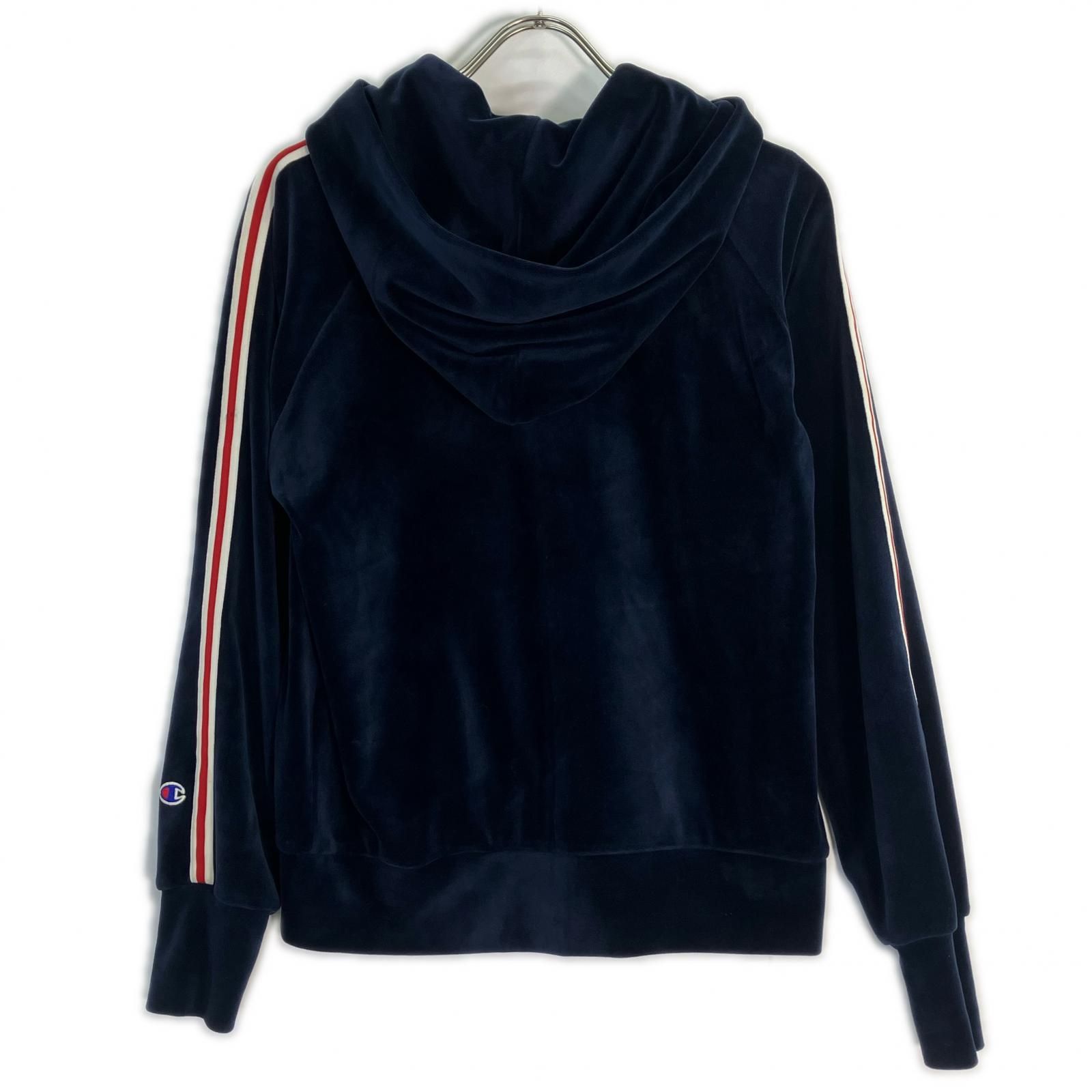 Champion チャンピオン ネイビー サイドライン ベロア ジップアップフーディー M Champion チャンピオン ネイビー サイドライン ベロア ジップアップフーディー M