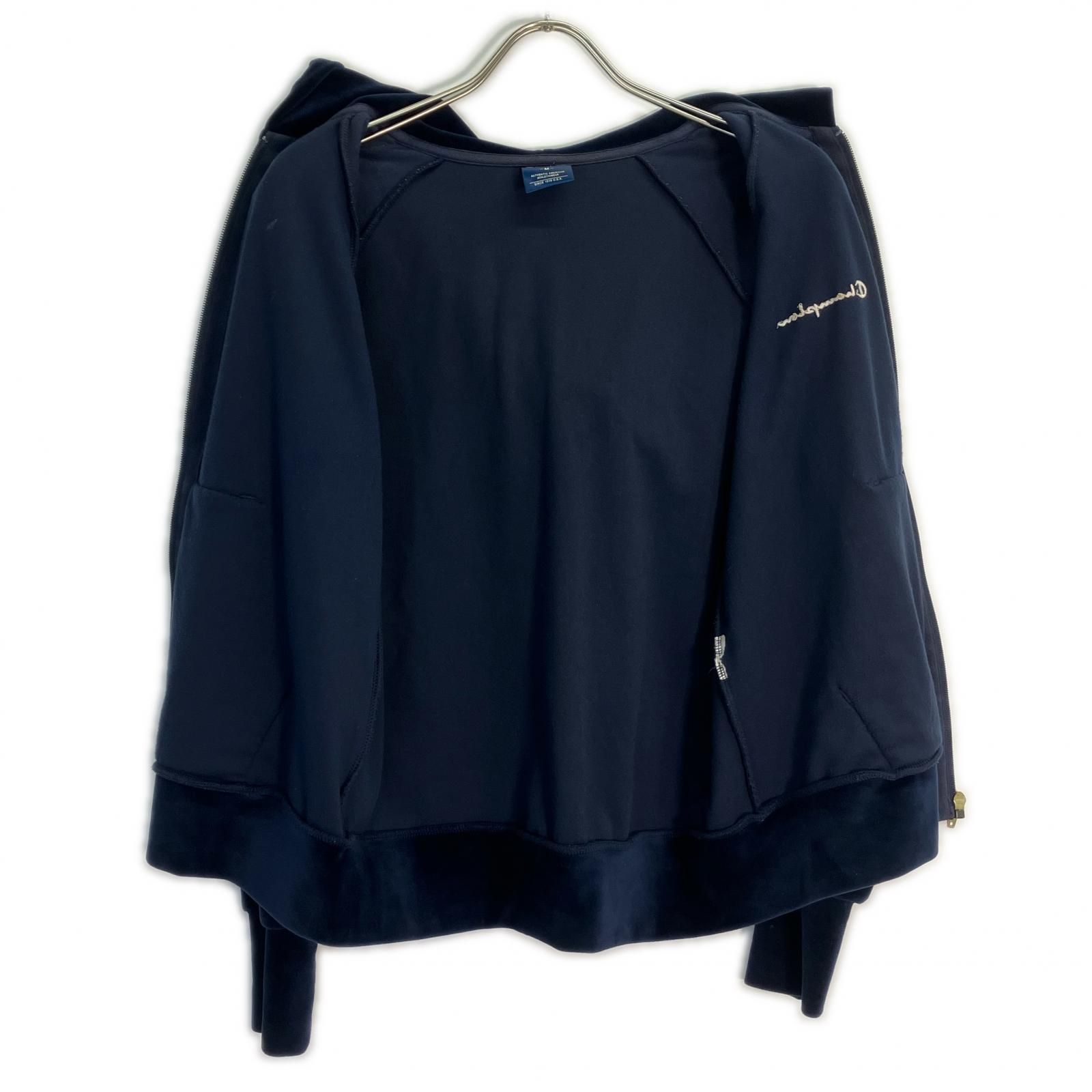 Champion チャンピオン ネイビー サイドライン ベロア ジップアップフーディー M Champion チャンピオン ネイビー サイドライン ベロア ジップアップフーディー M