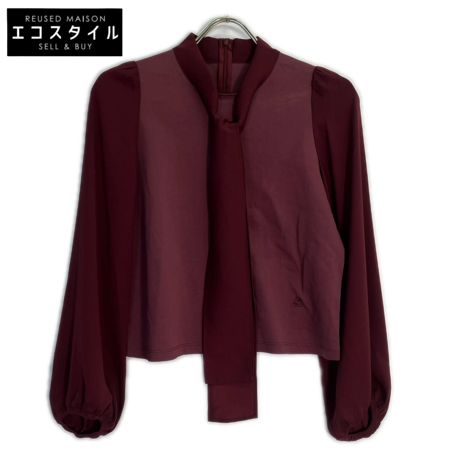 BLUE LABEL CRESTBRIDGE　ブルーレーベルクレストブリッジ　24年製 ワイン コットンポンチボウカラートップス　36