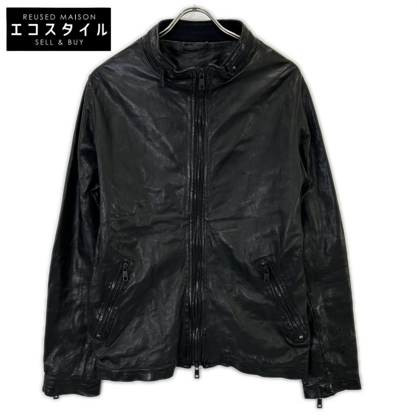 GIORGIOBRATO　ジョルジオブラット　GU18S8681B ブラック シープスキン ラムレザー ブルゾンジャケット　48