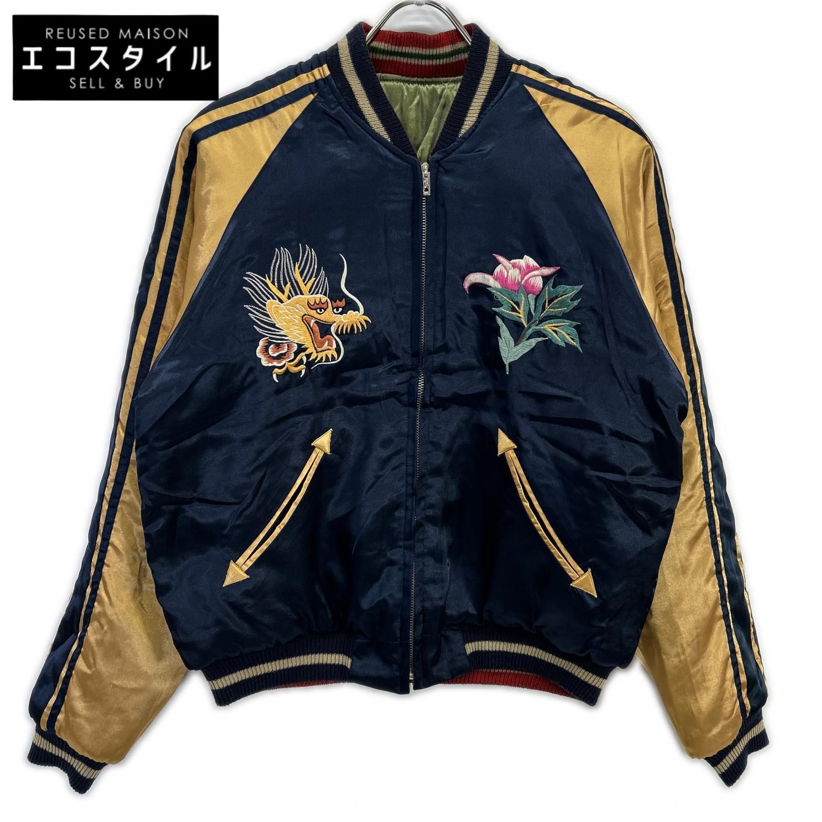TAILOR TOYO　テーラー東洋　TT10931 サテン×サテンキルト 孔雀×ガムマップ スカジャン　M