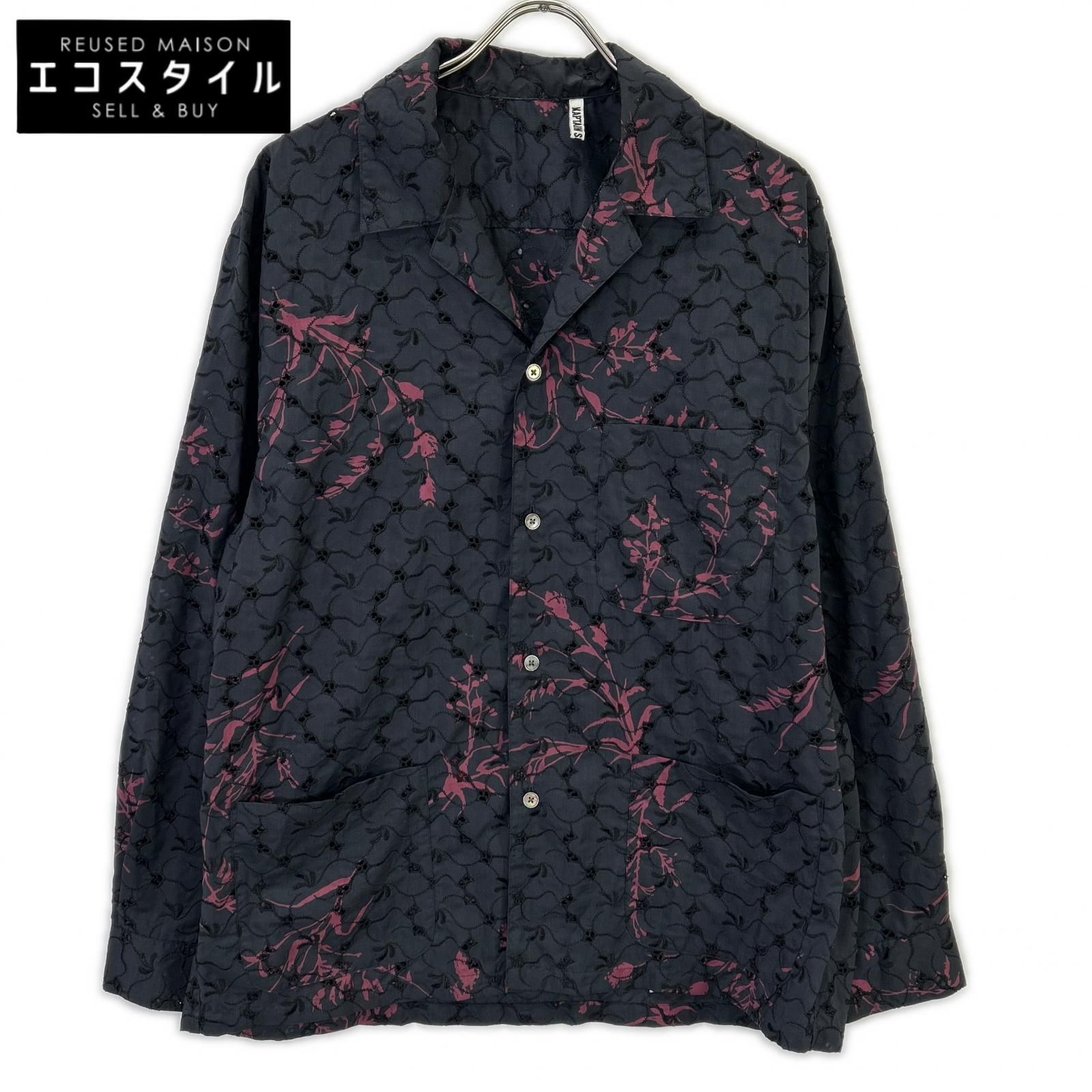 KAPTAIN SUNSHINE　キャプテンサンシャイン　【×UNITED ARROWS】25SS KSUA25SSH01 ネイビー×パープル オープンカラー シャツ ジャケット　40