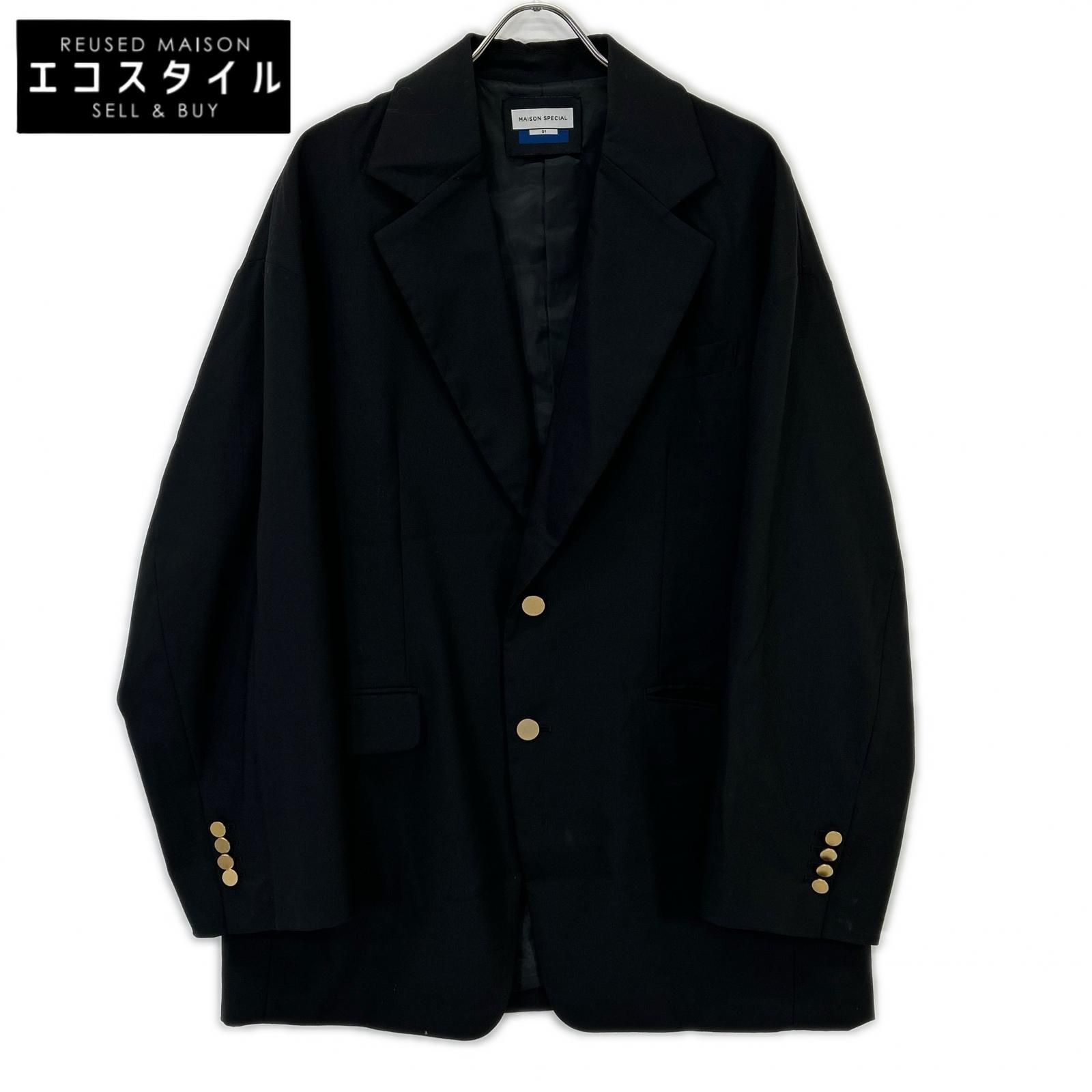 MAISON SPECIAL　メゾンスペシャル　11222111207 ブラック CORDURA WOOL 金釦 テーラードジャケット　01