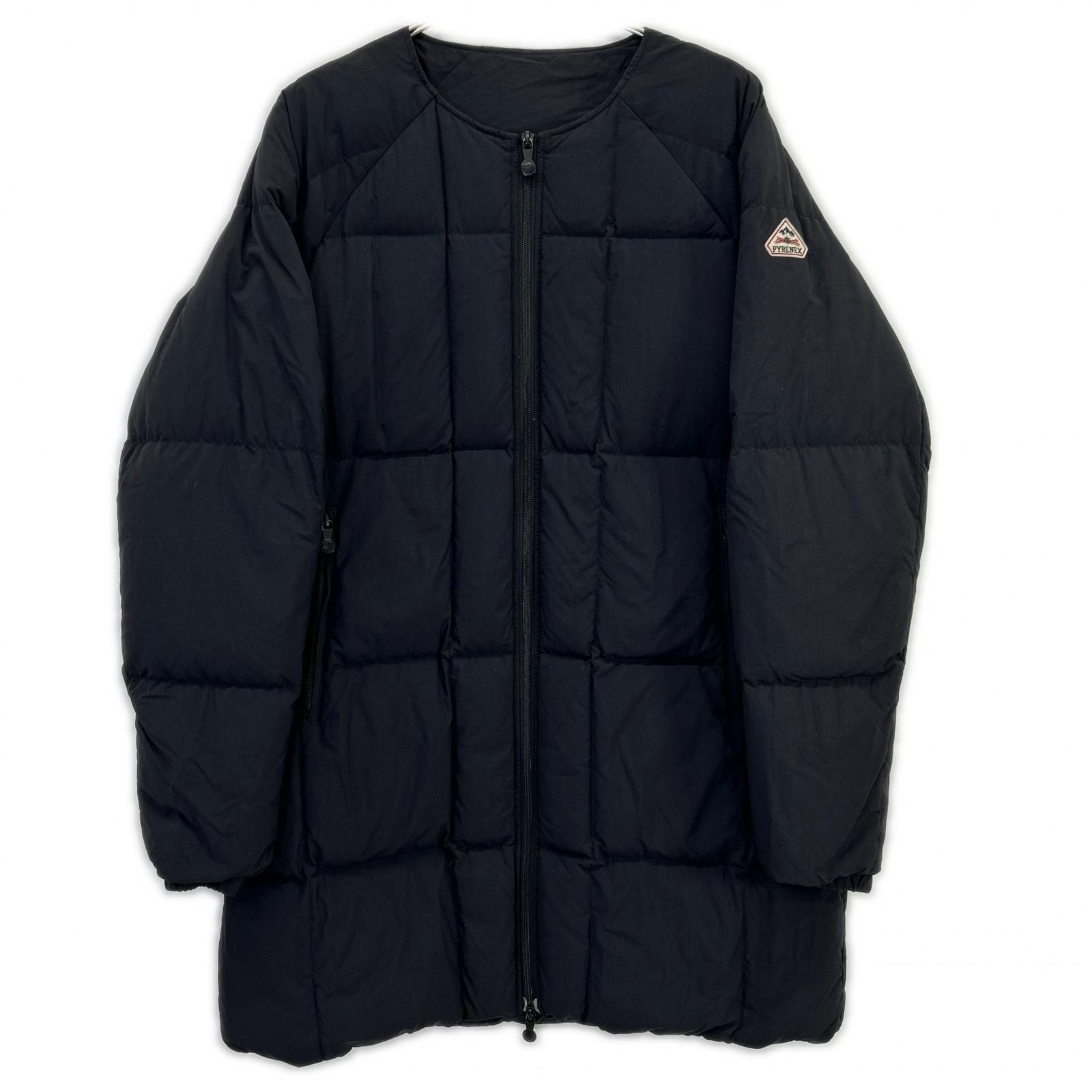PYRENEX ピレネックス HMQ044 ブラック NEIL ノーカラーダウンコート L