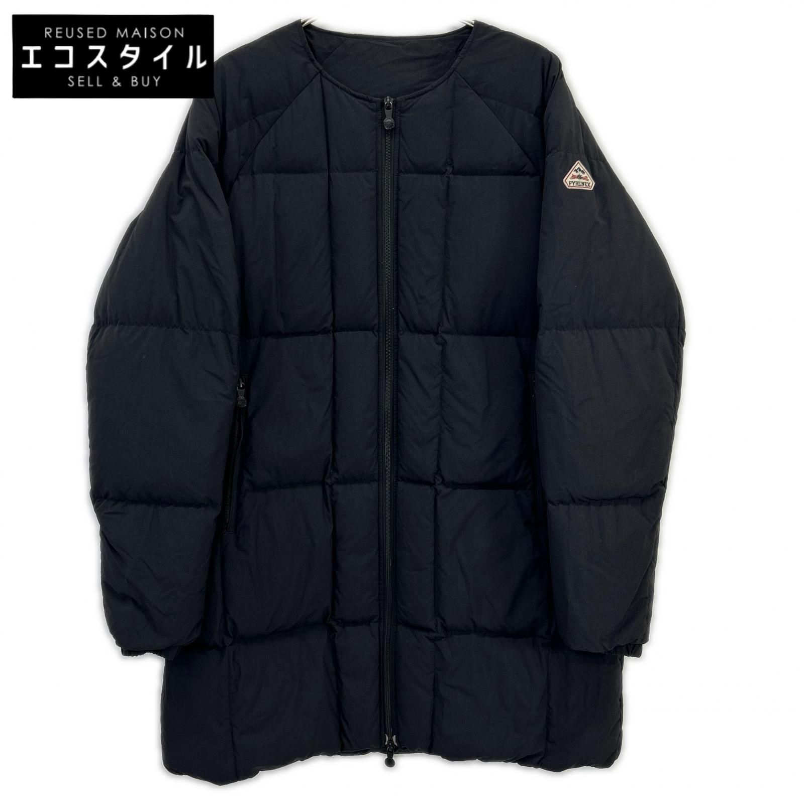 PYRENEX ピレネックス HMQ044 ブラック NEIL ノーカラーダウンコート L 