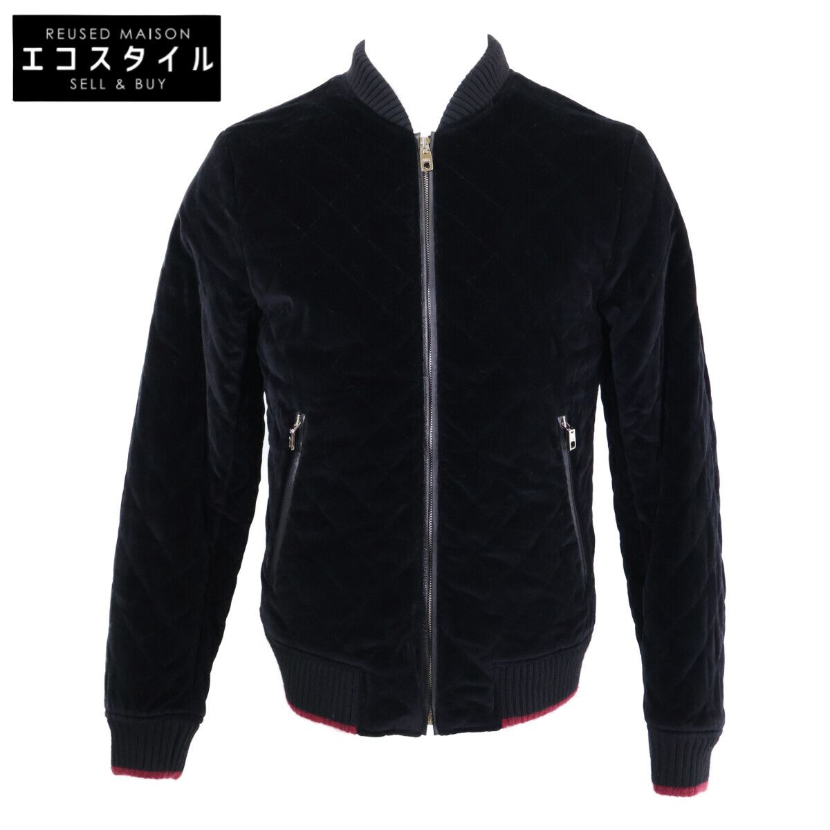 DOLCE&GABBANA　ドルチェアンドガッバーナ　【美品/国内正規】G9LN0T FUVG7 ベロア キルティング 中綿入り ブルゾン　44