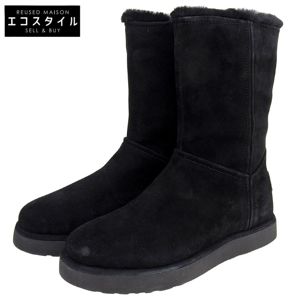 UGG　アグ　美品 クラシックショートBLVD スエード ムートンブーツ レディース ブラック 22cm 1108146　5(US)