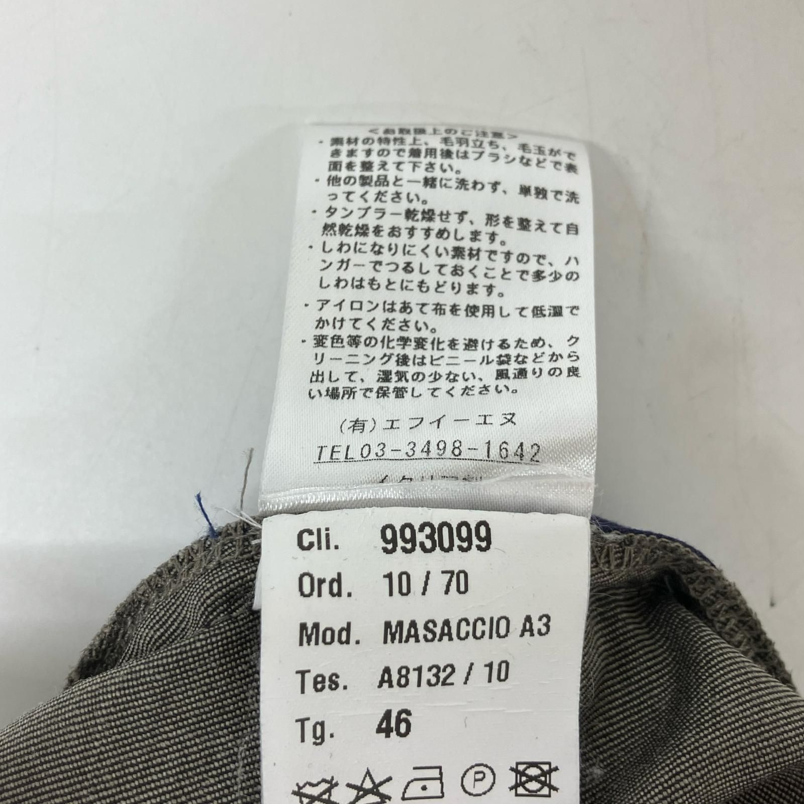 giab's ARCHIVIO ジャブスアルキヴィオ 別注MASACCIO ring ブラウン 3G シャカウール ノープリーツパンツ 46 giab's ARCHIVIO ジャブスアルキヴィオ 別注MASACCIO ring ブラウン 3G シャカウール ノープリーツパンツ 46