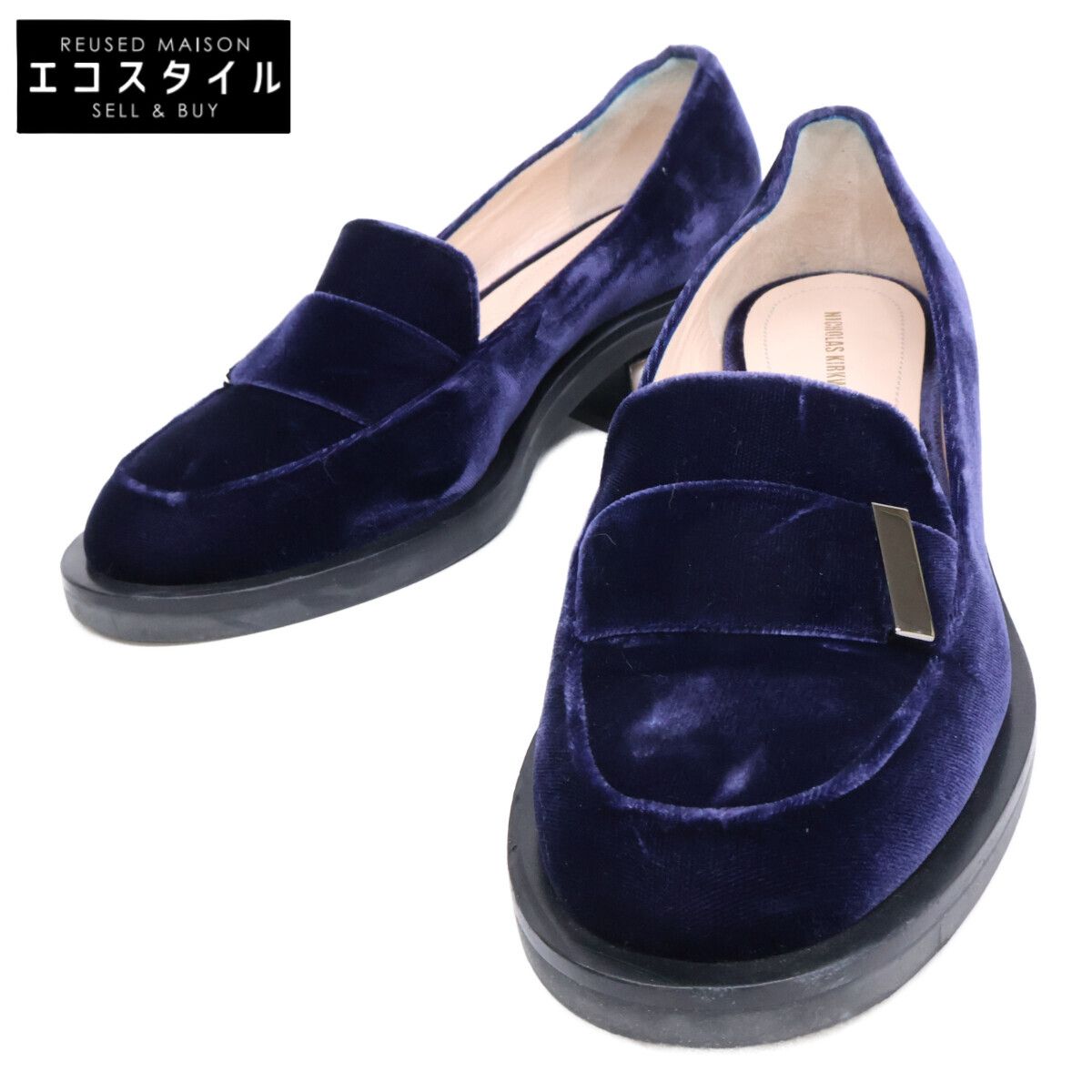 Nicholas Kirkwood ニコラスカークウッド 【美品】ベロア パールヒール ローファー 36 1/2