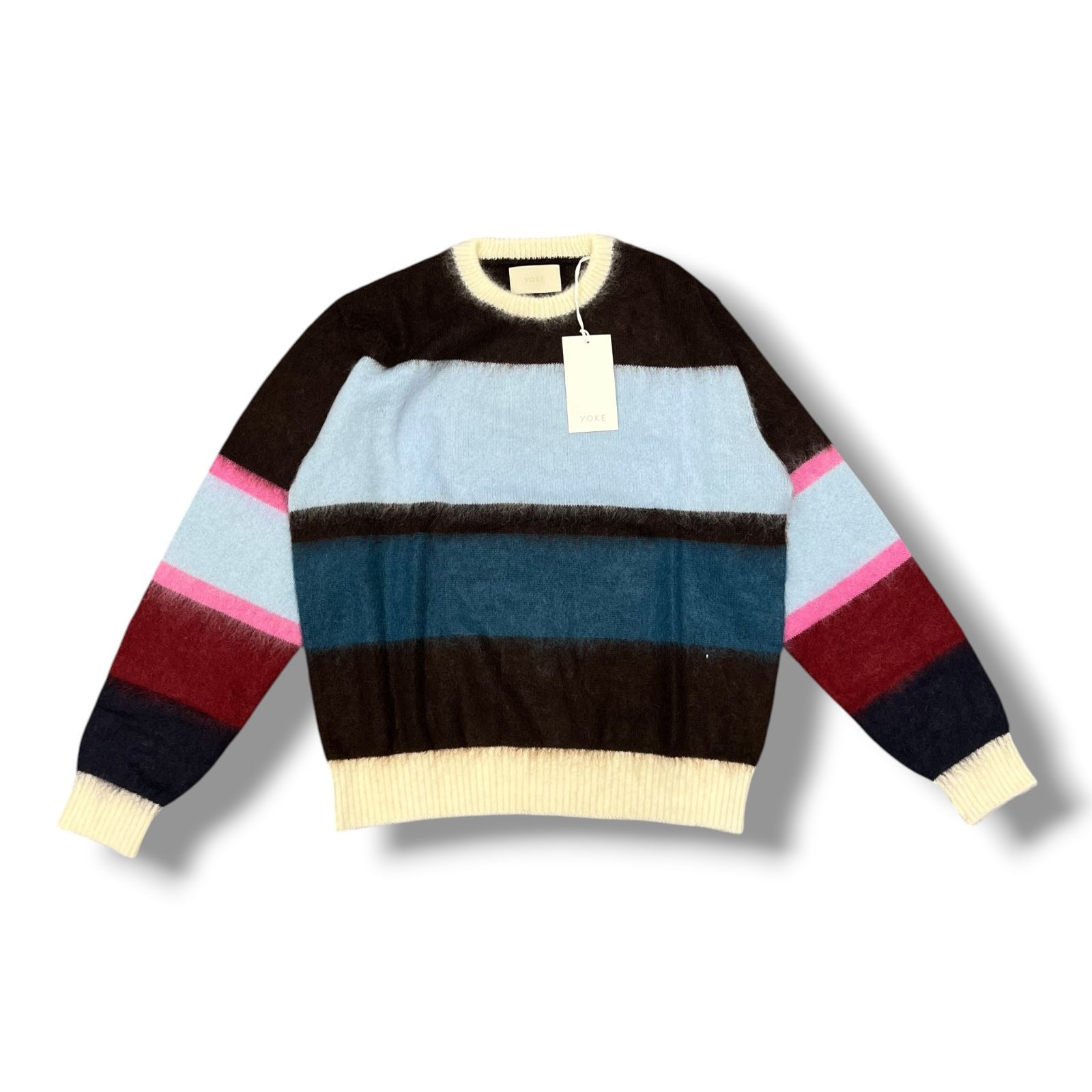 参考上代57,200円 未使用品 YOKE × KEITA MARUYAMA 24AW MOHAIR BORDER SWEATER モヘアボーダーセーター ニット ヨーク ケイタマルヤマ コラボ YK24FW0885S ブラウン 1 1851A1