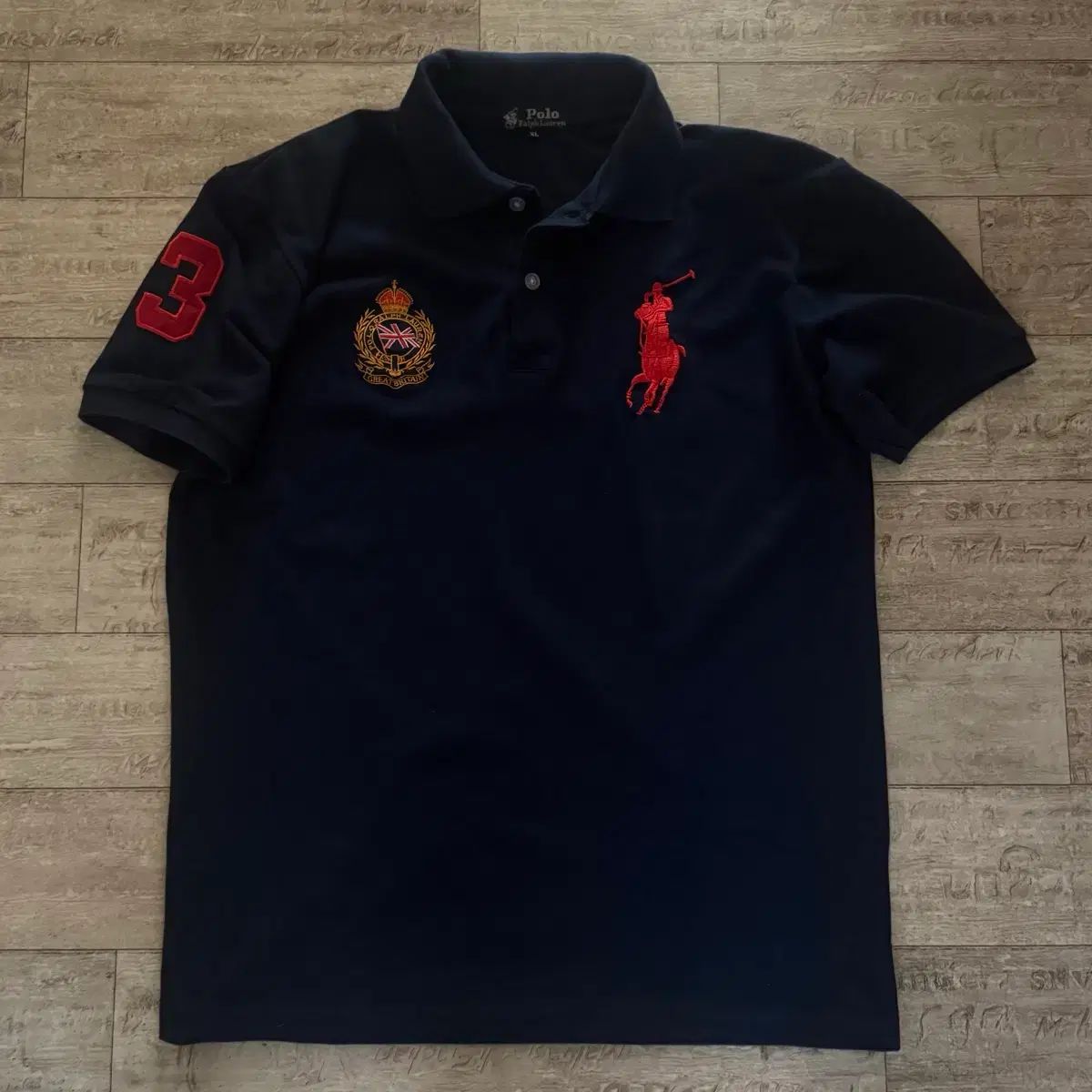 ポロ ラルフローレン ネイビック ビックポニー 3分袖 カラーTシャツ イギリス ヴィンテージ