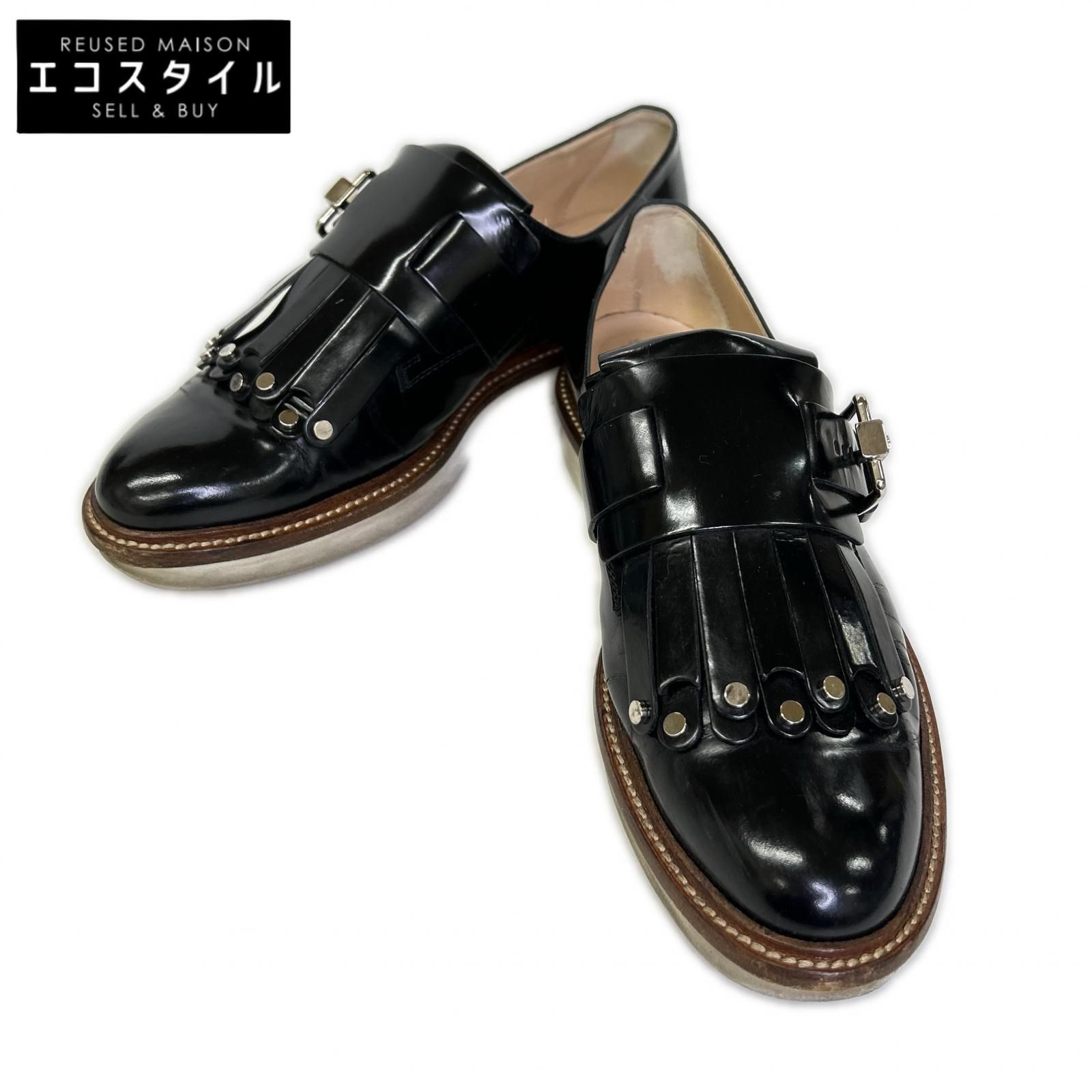 TOD'S　トッズ　スタッズ キルト モンクストラップ パテント ローファー　37