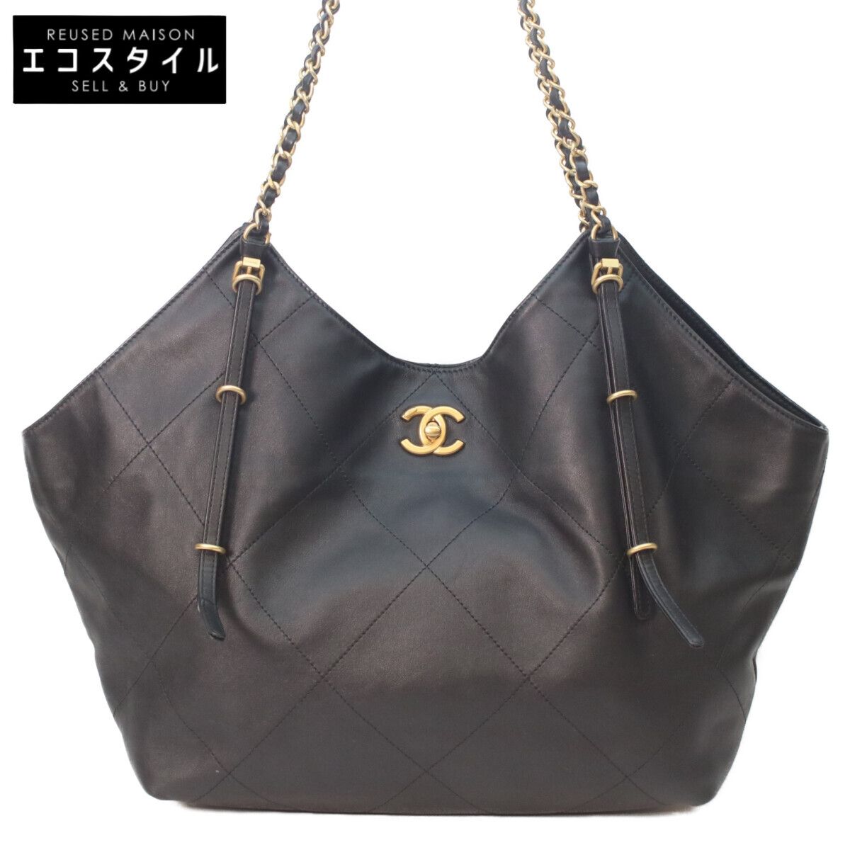 CHANEL シャネル AS5466 黒 カーフスキン ショッピング トート