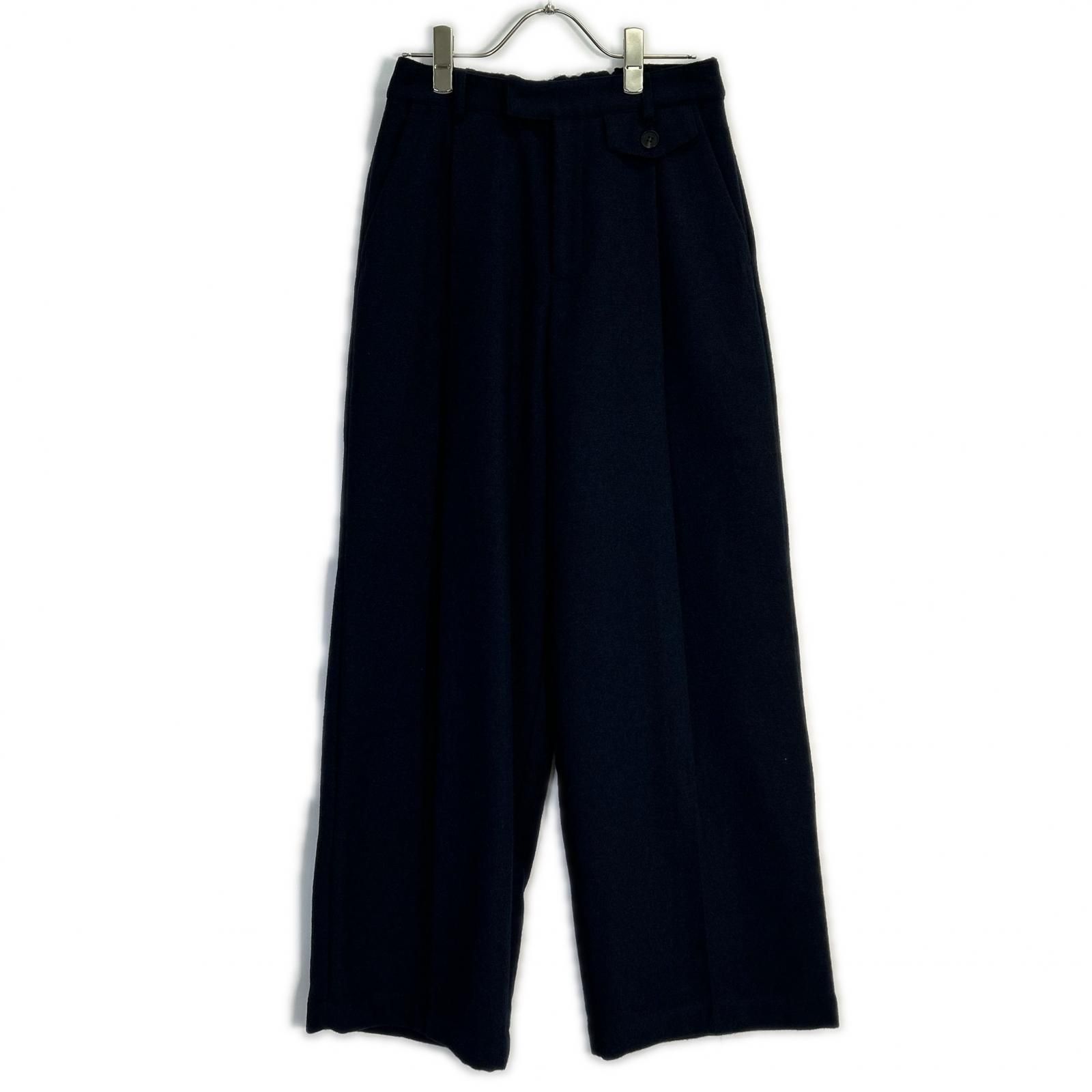 crewre クルーレ ネイビー ウールミックスツィードスラックス 2 crewre クルーレ ネイビー ウールミックスツィードスラックス 2