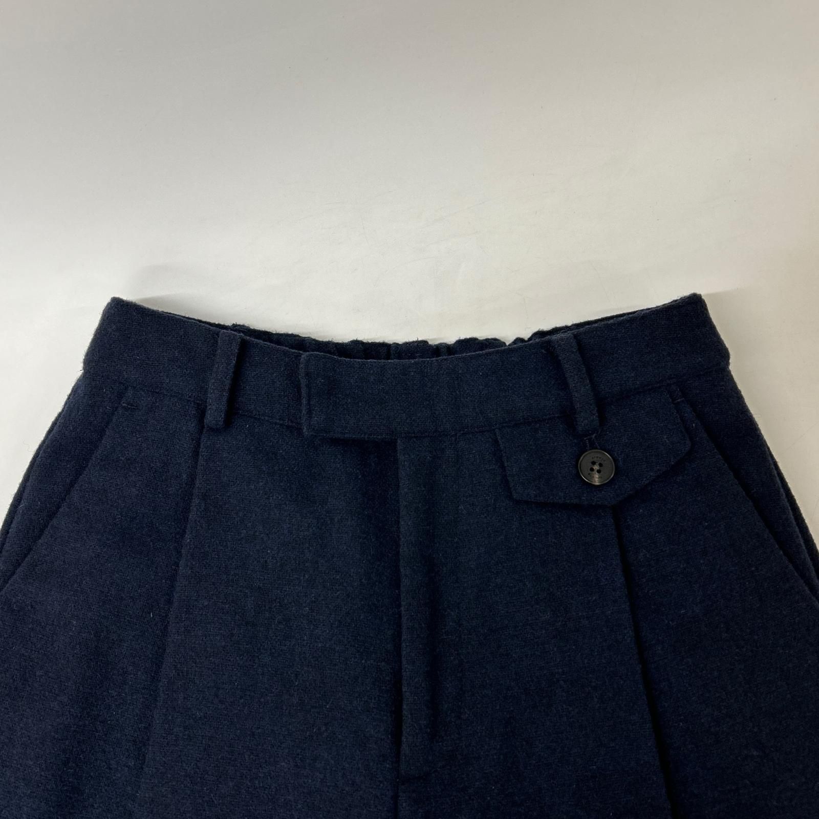crewre クルーレ ネイビー ウールミックスツィードスラックス 2 crewre クルーレ ネイビー ウールミックスツィードスラックス 2