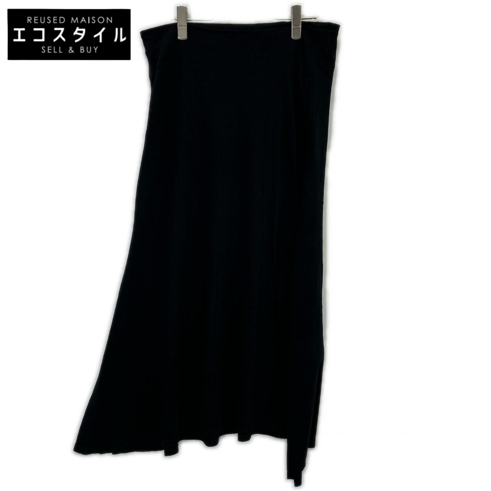 YOHJI YAMAMOTO +NOIR　ヨウジヤマモトプリュスノアール　NR-S03-109 ブラック アシンメトリーデザイン サイドジップ ロングスカート　2