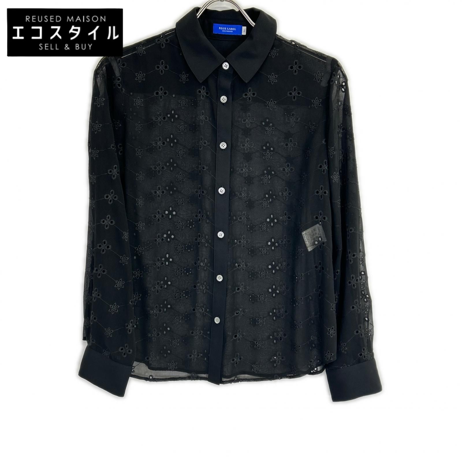 BLUE LABEL CRESTBRIDGE　ブルーレーベルクレストブリッジ　24年製 シアーデザイン エンブロイダリーシフォンブラウス　36