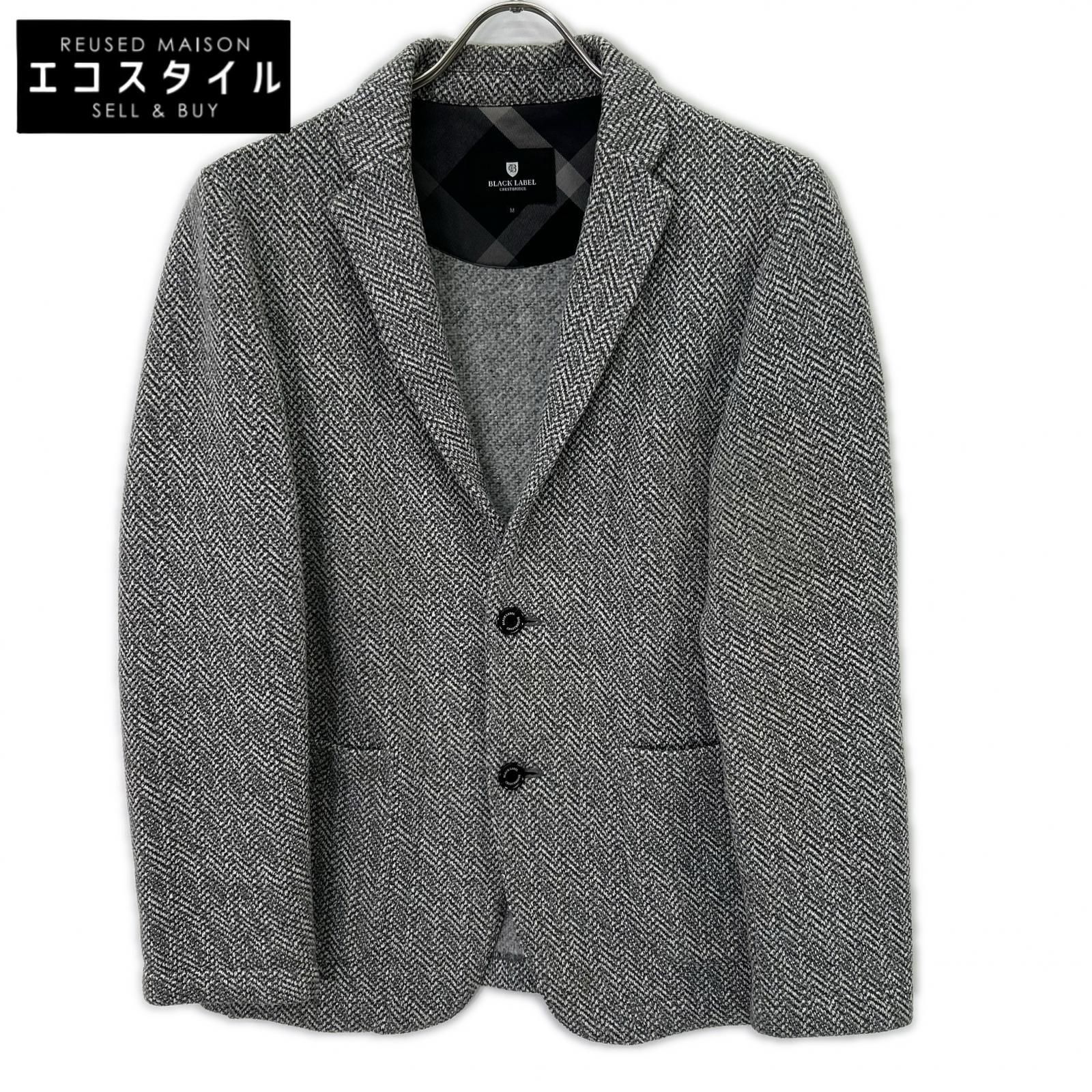Burberry Black Label　バーバリーブラックレーベル　グレー コットン ヘリンボーン 2Bシングルジャケット　M