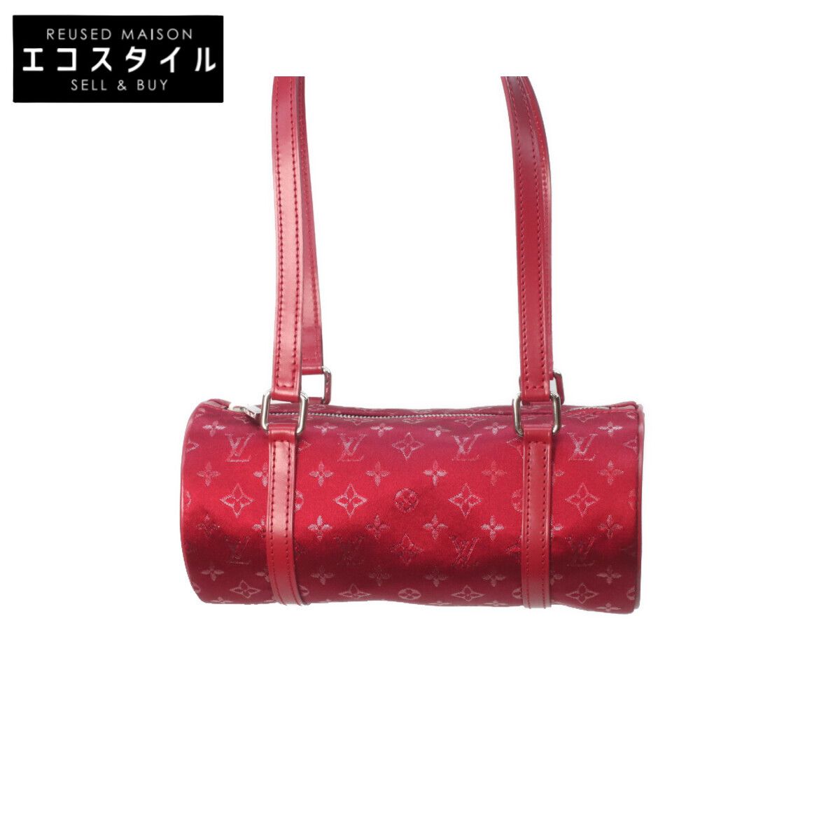 LOUIS VUITTON ルイヴィトン M92353 レッド モノグラムサテン リトルパピヨン 美品