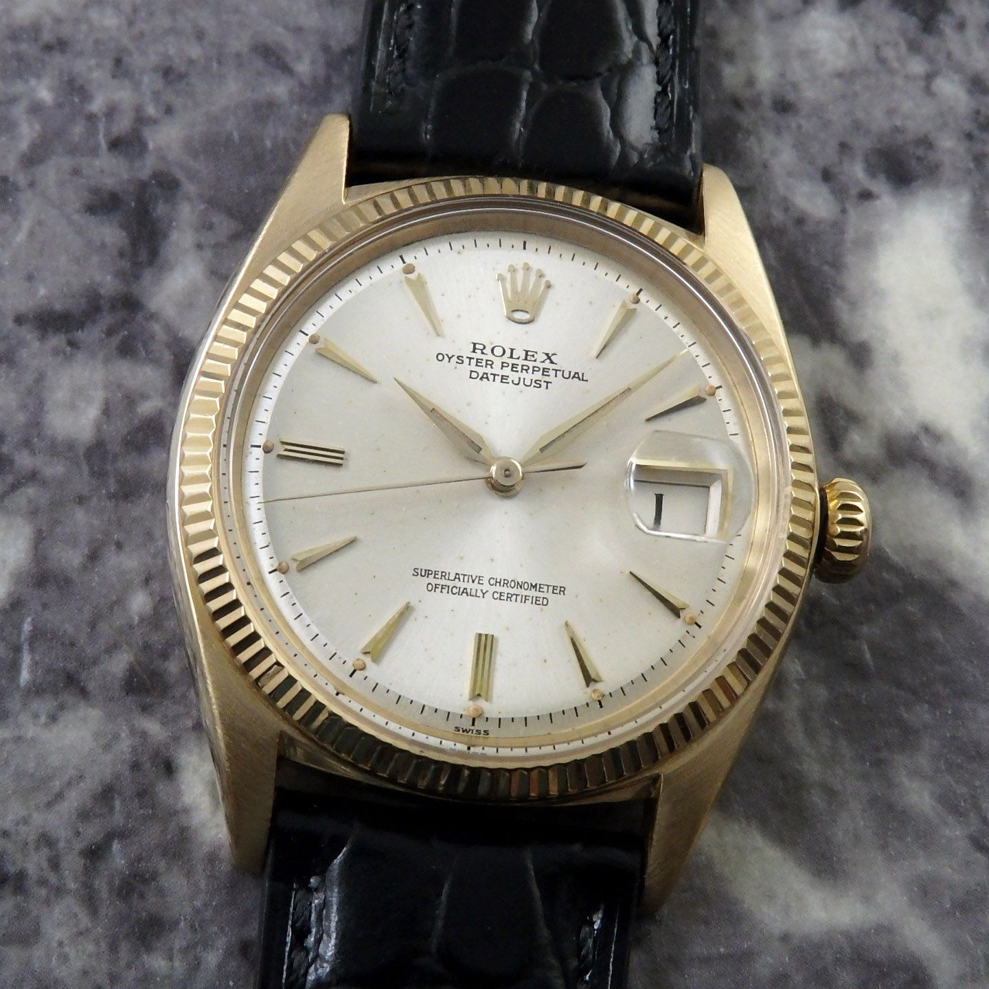 ROLEX デイトジャスト ヴィンテージウォッチ Ref.1601 YG 金無垢 イエローゴールド 希少 アルファハンド 自動巻き