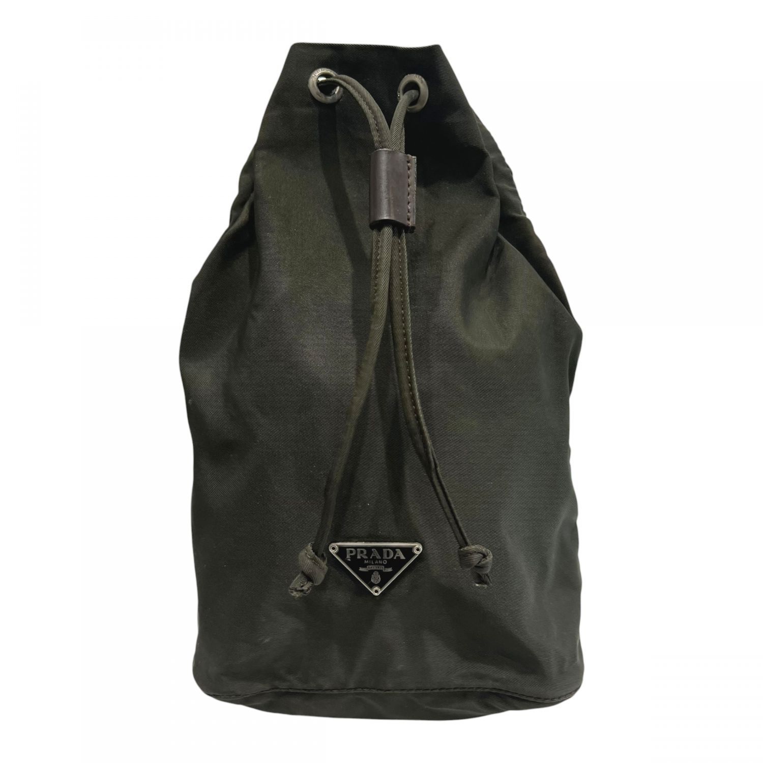 PRADA プラダ 巾着 ナイロン ポーチ 三角ロゴ 黒 中古】 PRADA プラダ 三角ロゴ ナイロン 巾着ポーチ 25035165 SA