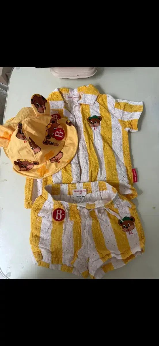 BEBE DE PINO ベベデピノ エンブロイダリー ストライプ シャツ&パンツ ウール 帽子 セット