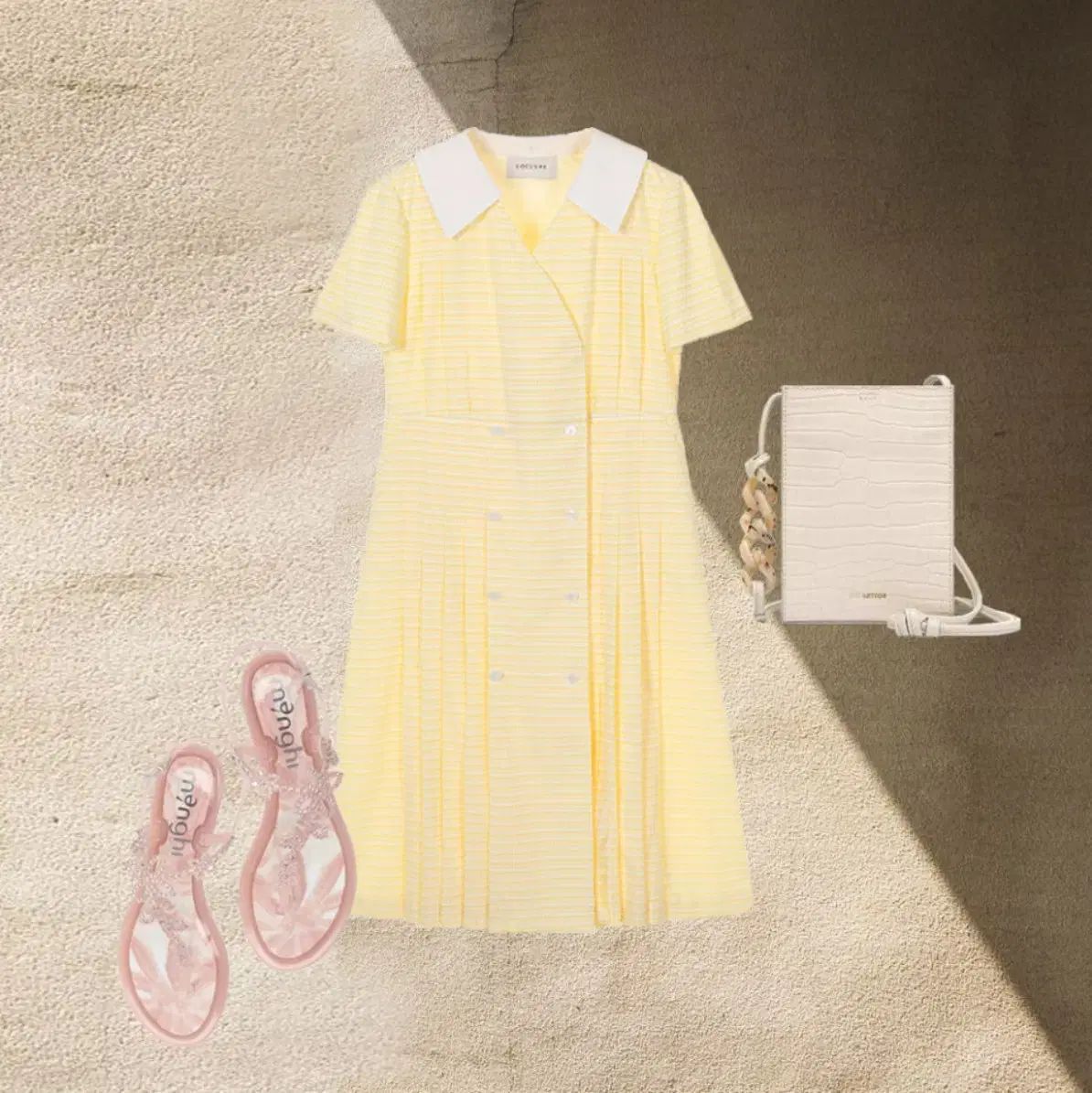 (新品) 르에브르 Collar Point Check Long Dress