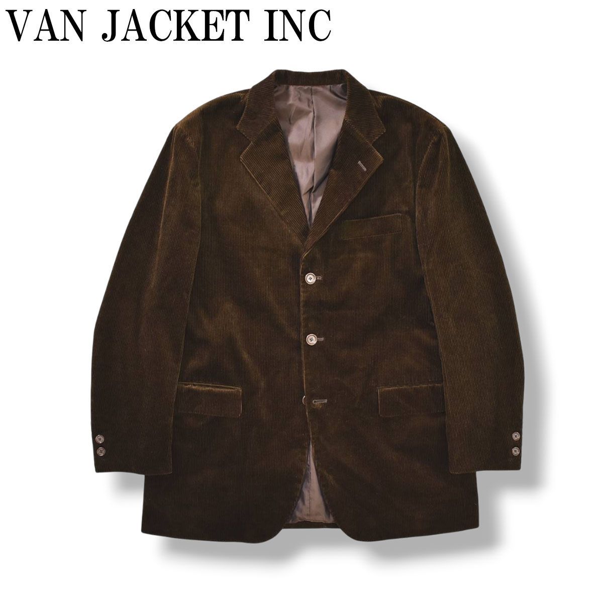 80s90sヴィンテージ ヴァン ヂャケット VAN JACKET INC コーデュロイ シングル 3B テーラードジャケット 秋冬 アイビー トラッド アメトラ プレッピー L ブラウン メンズ