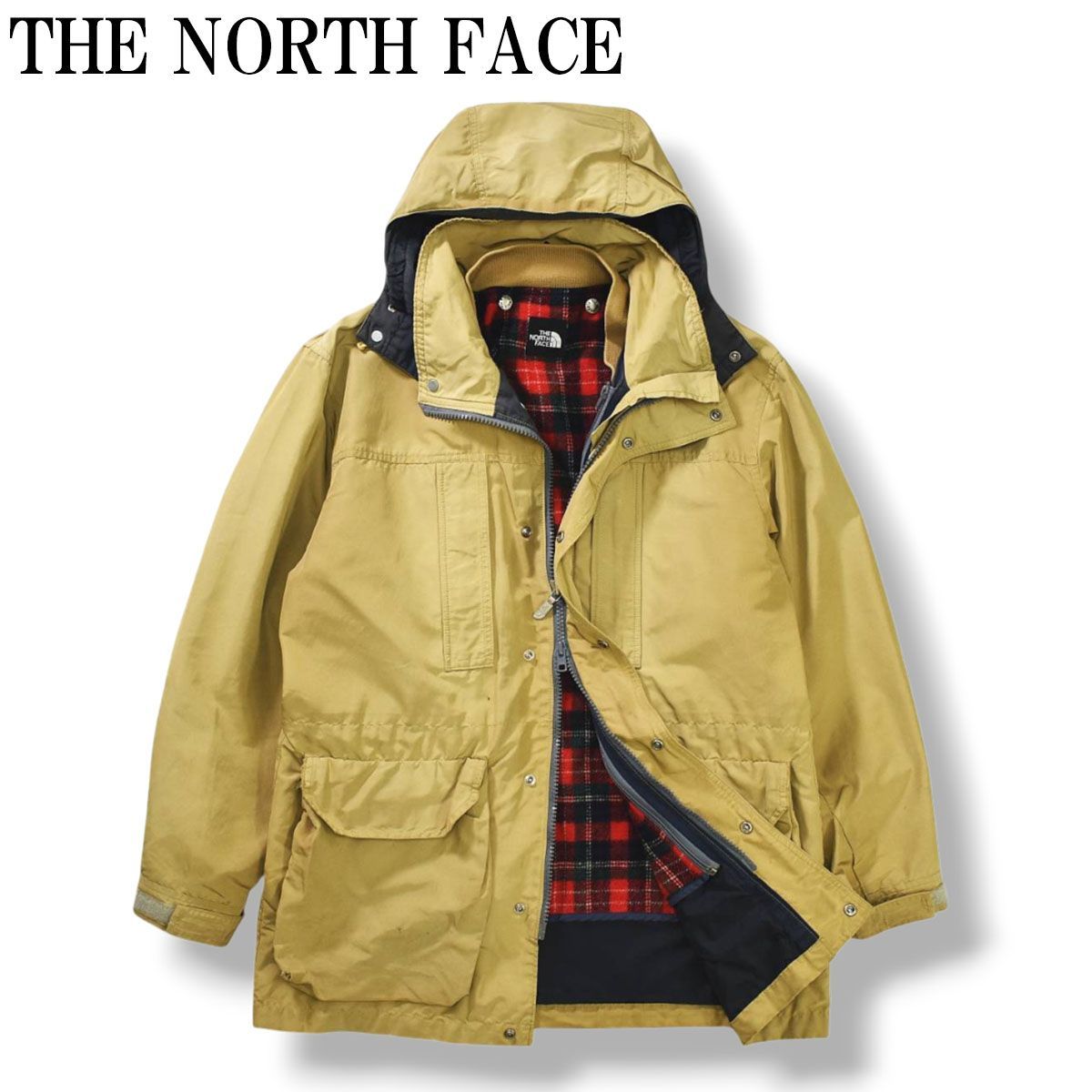 90s00sヴィンテージ ノースフェイス THE NORTH FACE コットン ナイロン クラシック マウンテンパーカー ウールライナー付き アウトドア ストリート L ベージュ メンズ