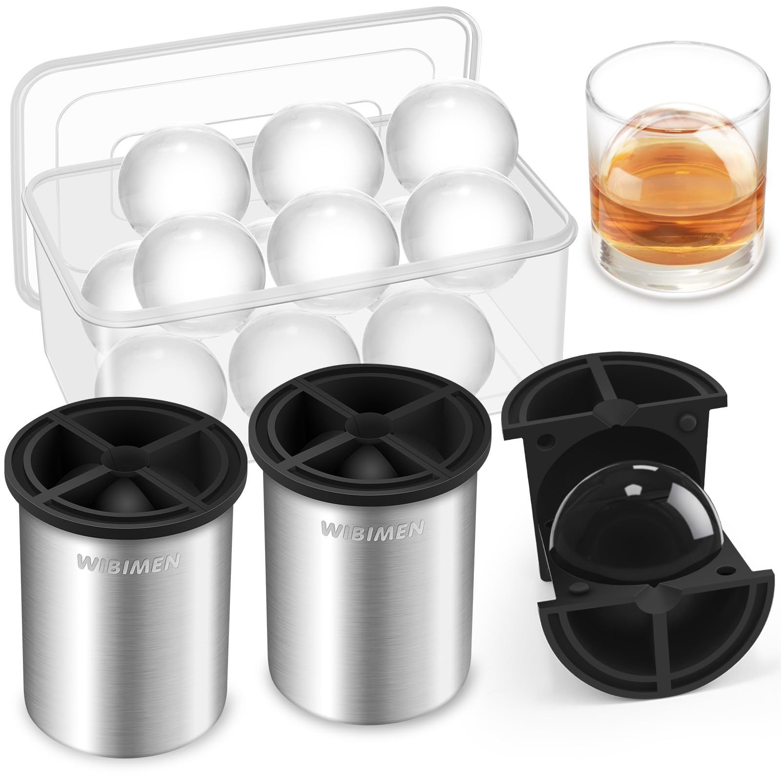 ミャオウーフ 製氷器 丸氷 透明氷 作る 容器 6.4cm口径 2個入り ウイスキー 氷 カクテル バーボン 各種ドリンクに - 父親 夫 友人へのプレゼントとして★m 9c114b01