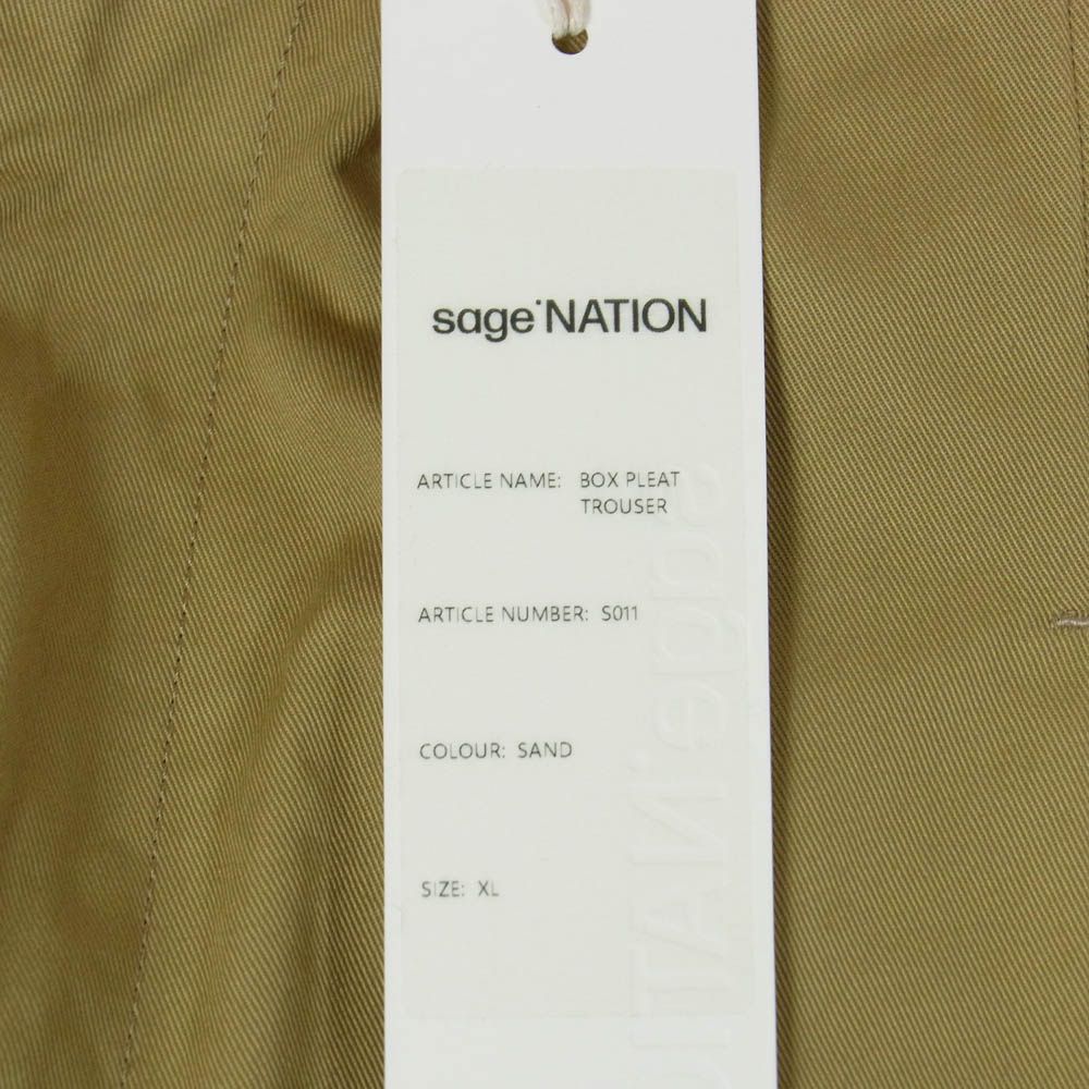 セイジネーション SAGE NATION S011 BOX PLEAT TROUSER ボックス
