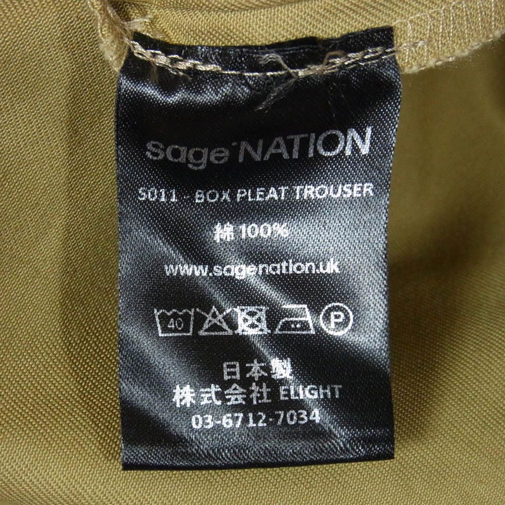セイジネーション SAGE NATION S011 BOX PLEAT TROUSER ボックス
