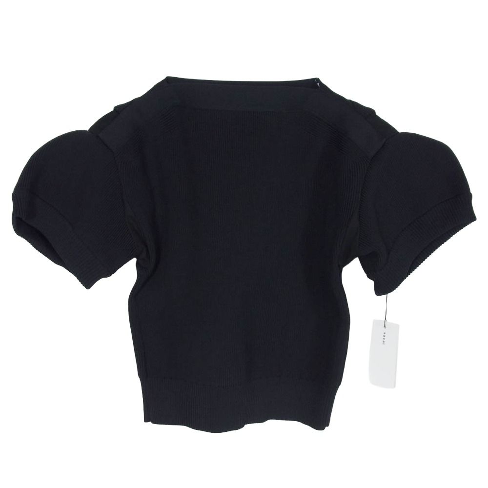 Sacai サカイ 26SS 26-08398 Knit Pullover パフスリーブ ニット 半袖 プルオーバー ブラック系 2【極上美品】【中古】