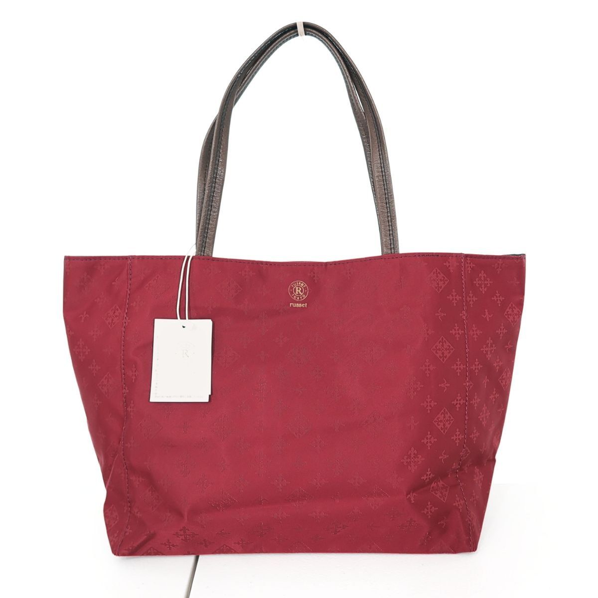 【新品：紙タグ】russet ラシット★大人可愛い！ ミニパレット トートバッグ モノグラム 軽量 深みレッド系 ＊ba182