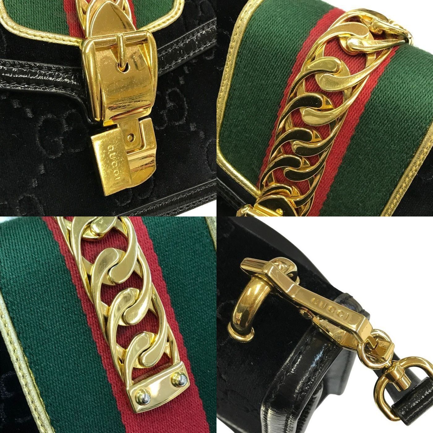 GUCCI グッチ シルヴィ ショルダーバッグ レディース ベロア GG柄 