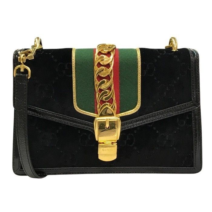 GUCCI グッチ シルヴィ ショルダーバッグ レディース ベロア GG柄